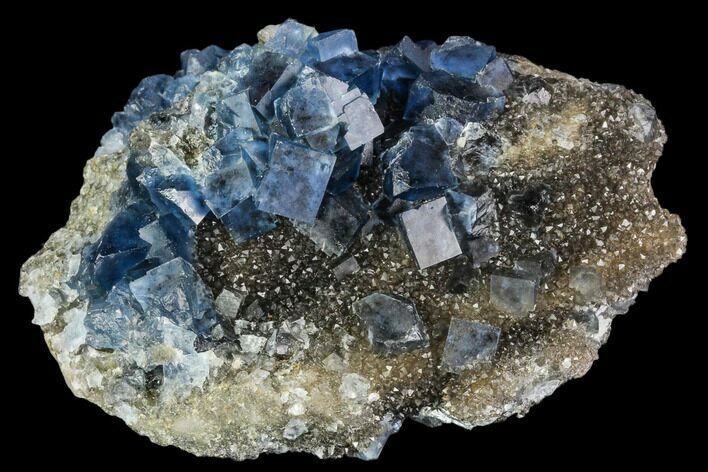 Blue Cubic Fluorite on Quartz - China #111910